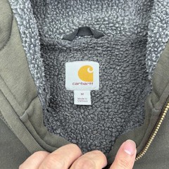 Carhartt Hoodie Mens M Green Full Zip Hooded Fleece Lined Pockets Heavyweight