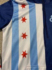 Chicago Bruins Hoodie “Fear None Respect All” Blue & White/Red Stars Sz Med