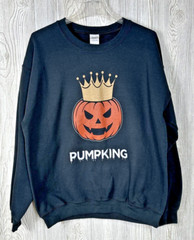 PUMPKING Evil Halloween Jack O Lantern Sweatshirt Pumpkin Scary Black Size Large