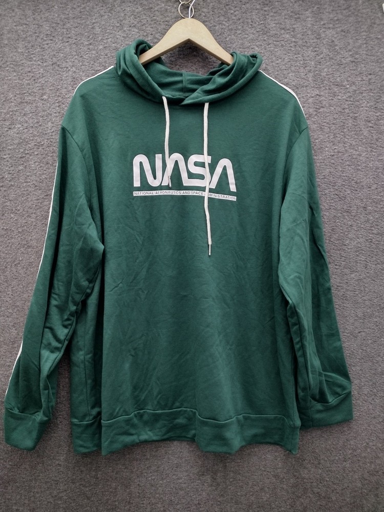 Shein Adult Unisex Nasa Print Hoodie Sweatshirt Color Green Size 3XL