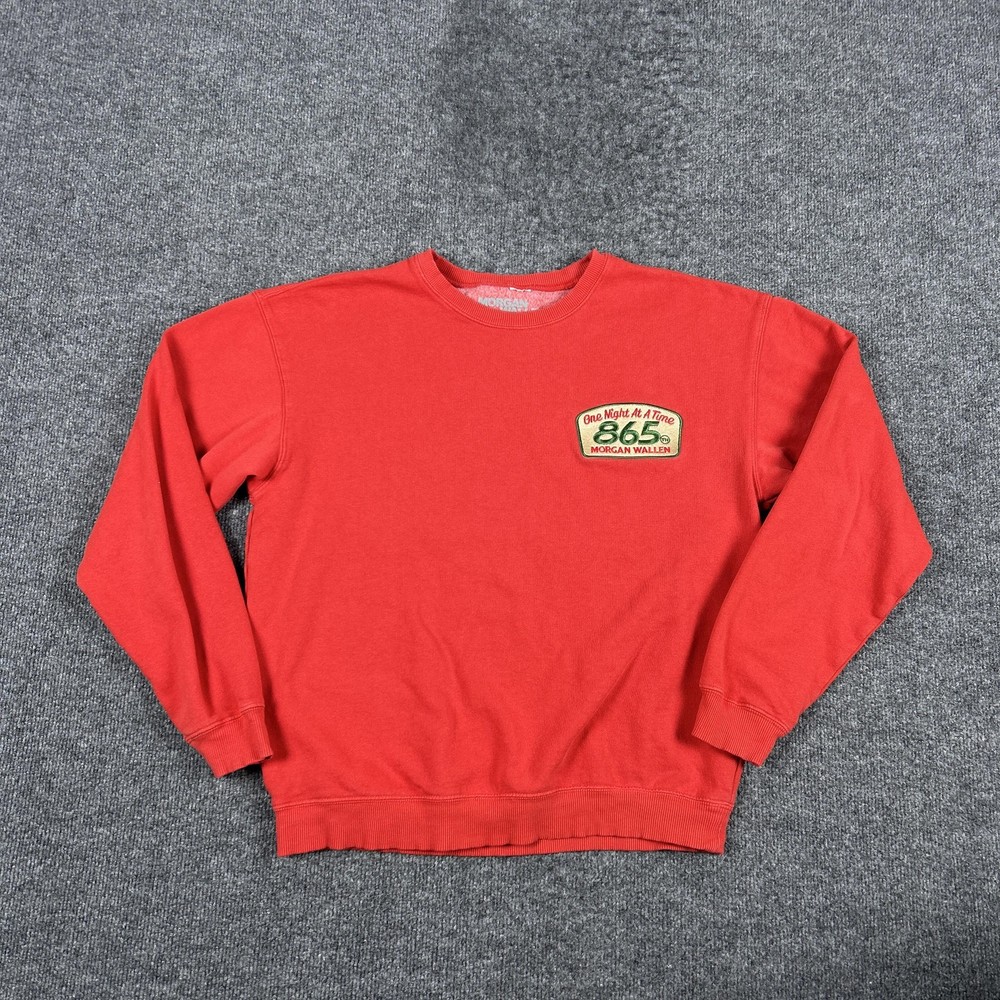Morgan Wallen Sweatshirt Mens Medium Red Crewneck Fleece One Night At A Time 865