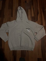 Essentials Men’s L Gray Pullover Hoodie Long Sleeve Solid Kangaroo Pocket