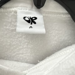 OR White Fleece Pullover Hoodie Butterfly Graphic Print Pockets Drawstring M