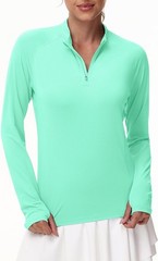 Women’sLong Sleeve UPF 50+ Sun Protection 1/4 Zip Shirt Hiking Athletic Top
