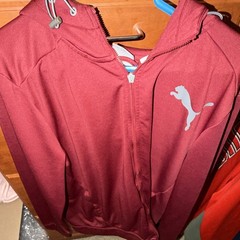 PUMA Men’s Red Fleece Full Zip Hooded Hoodie w/ Pockets Size L