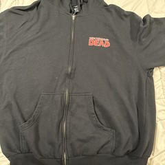 The Walking Dead Hoodie Full Zip Sweatshirt Men XXL 2XL Black Hooded Dual Logo