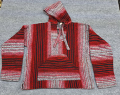 Molina Unisex Baja Surfer Red/Black/White Mexican Poncho Hoodie Size L 42/44