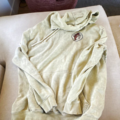 Buc-ee’s Men’s L Beige Fleece Pullover Hoodie Logo Graphic Print Pockets