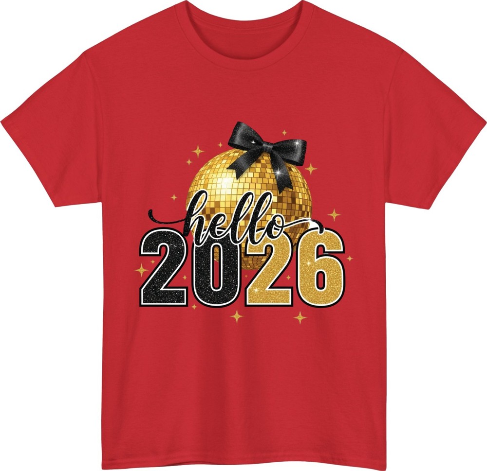 Hello 2026 New Year T-Shirt Festive Disco Ball Tee Happy New Year Gift Party Top