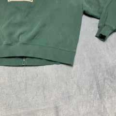 Full Zip Hoodie Jacket Mens Green P Patch Long Sleeve Fleece Lined Drawstring