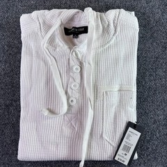 Kenneth Cole Hooded Henley Mens Medium White Ribbed Cotton NWT KH9KTWHT Thermal