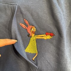 Bob’s Burgers Characters embroidered hoodie blue XLARGE XL BoxLunch NWT Pullover