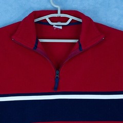 Vintage Y2K Old Navy Fleece Quarter Zip Sweatshirt Mens Large Red White Blue