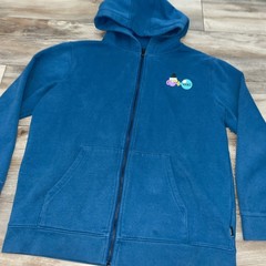 Vans Hoodie Teens XL Blue Full Zip Fleece Cartoon Graphic Vans Beach Back Print