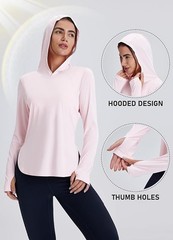 Women’s Sun Hoodie Long Sleeve Hiking Shirts UV Sun Protection UPF 50+Lightweigt
