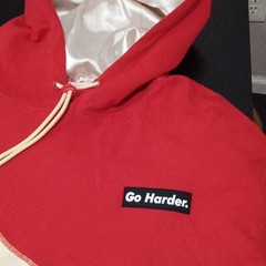 Makobi Men’s L Red/Ivory Colorblock Full Zip Fleece Hoodie Bear Graphic