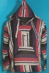 Adult S/M Beach Spring Poncho Colorful Hoodie Pullover Baja Hippie Surfer Hooded