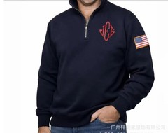 New Y2K Retro Quarterzip Pullover Hoodie JEE Embroidery Pattern Sweatshirt Top