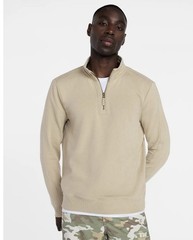 George Men’s 1/4 Zip Mock Neck Knit Cotton Sweatshirt Beige 2XL