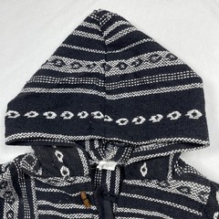 Baja Mexican Aztec Striped Hoodie Mens Small Black/White KangarooPocket Preowned