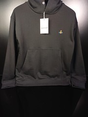 VIVIENNE WESTWOOD ORB-EMBROIDERED RIB-TRIMMED HOODIE-BLACK.
