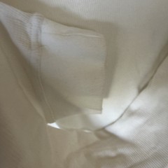 Waffle Knit Color Block White Long Sleeve Shirt Cotton Blend Mens