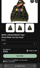 A Bathing Ape BAPE x READYMADE TigerShark Green Camo Full Zip Hoodie