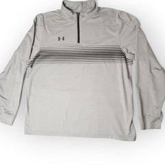 Under Armour Mens Size 2XL 1/4 Zip Pullover Gray Black Stripe Athletic Sweater