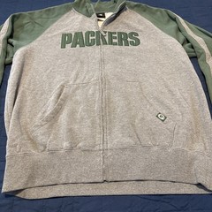 Men’s Green Bay Packers Nfl Zip Up Sz XL Jacket Cotton Gray Good Condition