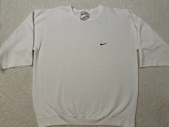 Vintage 1990s 90s Nike Swoosh Basic Blank Cropped Baseball Sleeve Sweatshirt S M