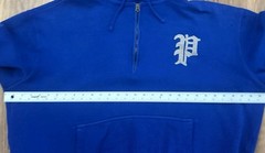 Ralph Lauren Polo Hoodie Sapphire Mens 2XB Felt P Patch 1/4 Quarter Zip Blue 2XL