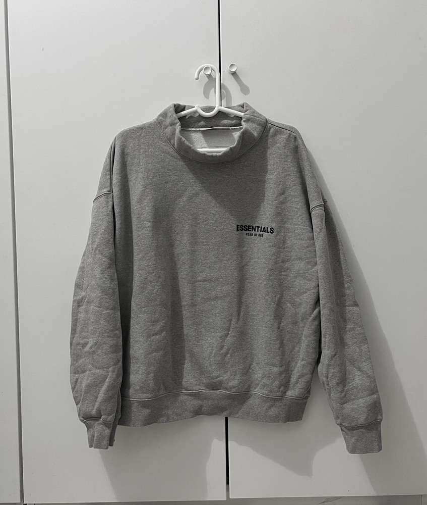 Fear of God FOG Essentials Mock Neck Sweatshirt Dark Oatmeal Grey Size L