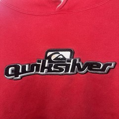 Vintage Y2K Quicksilver Embroidered Hoodie Sweatshirt Red Logo Boys Size XL