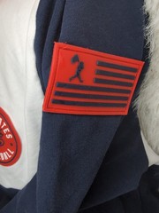 United States Baseball Hoodie Size L – Red/White/Navy Blue – Used Colorblock
