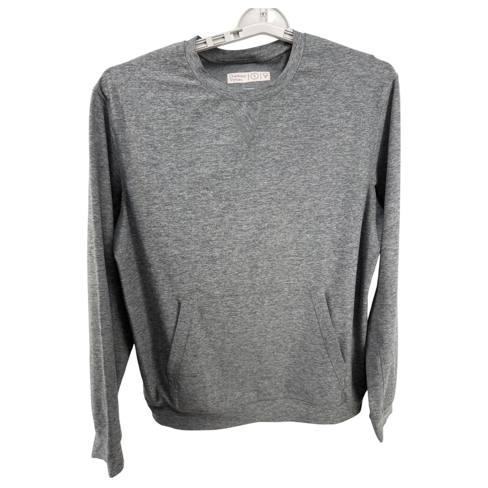 Outdoor Voices Mens Heather Gray Long Sleeve Sweatshirt with Pouch Pocket Size S