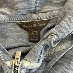 Tommy Bahama Quarter Zip Hoodie Light Heather Blue Gray Pullover Pockets Sz L.