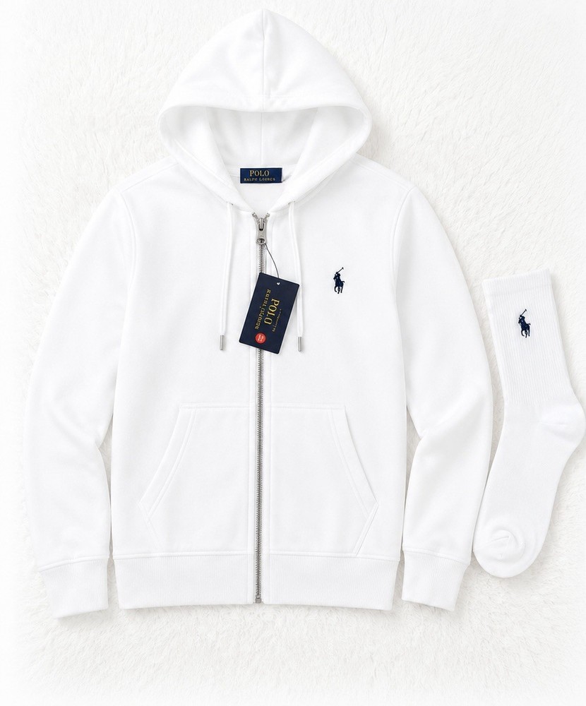Polo Ralph Lauren Full Zip Hoodie & Socks Set White Size XL