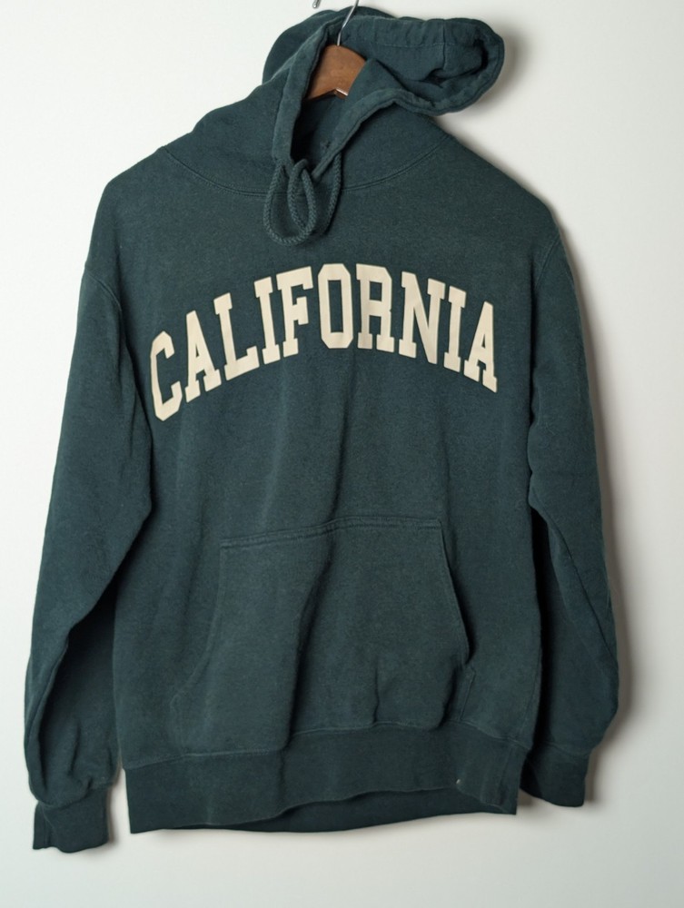 California Graphic Hoodie Dark Green Size S Made in China Pullover