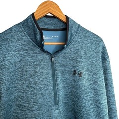 Under Armour Men’s Sweatshirt XL Blue Pullover 1/4 Zip Loose Fit Fleece Lined