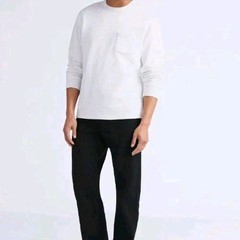 Free Assembly Light Gray Heather Fleece Crew Sweatshirt with Long Sleeves Sz. L