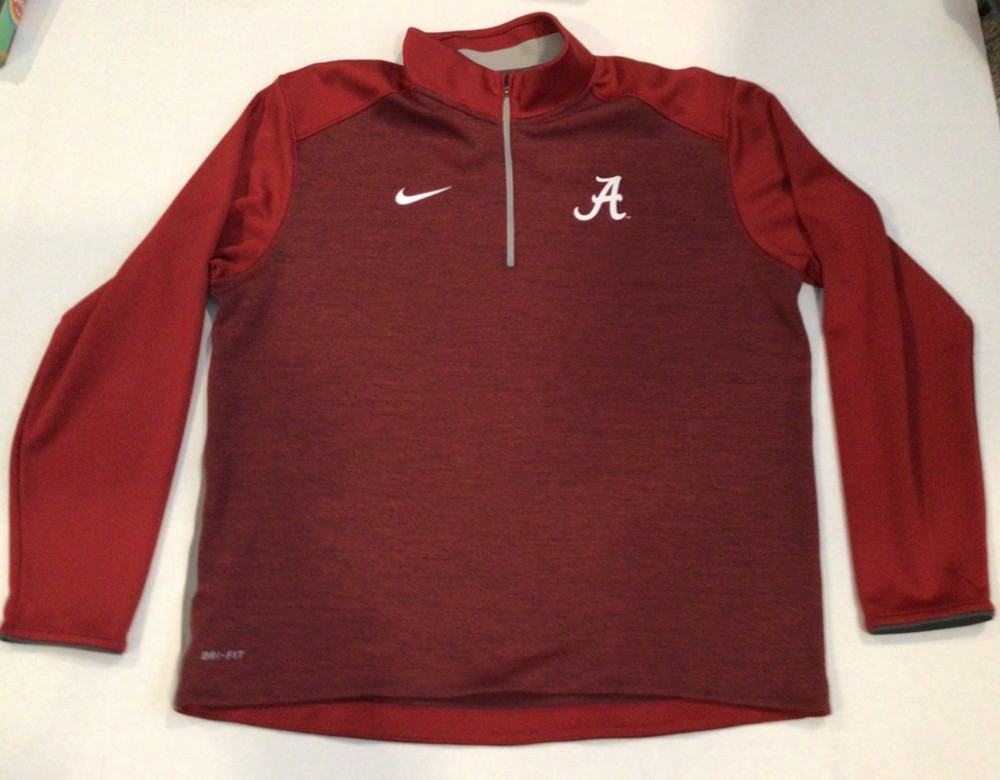 Nike Mens XL Alabama Crimson Tide Red Dri Fit Quarter Zip Pullover Sweatshirt