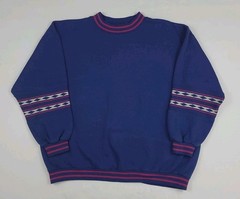 Vintage Cheetah Blank Blue Purple Aztec Tribal Pattern Sweatshirt Vtg 90s Sport