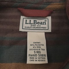 Vintage LL Bean Hoodie Mens Small Multicolor Striped Flannel Wool Blend Pullover