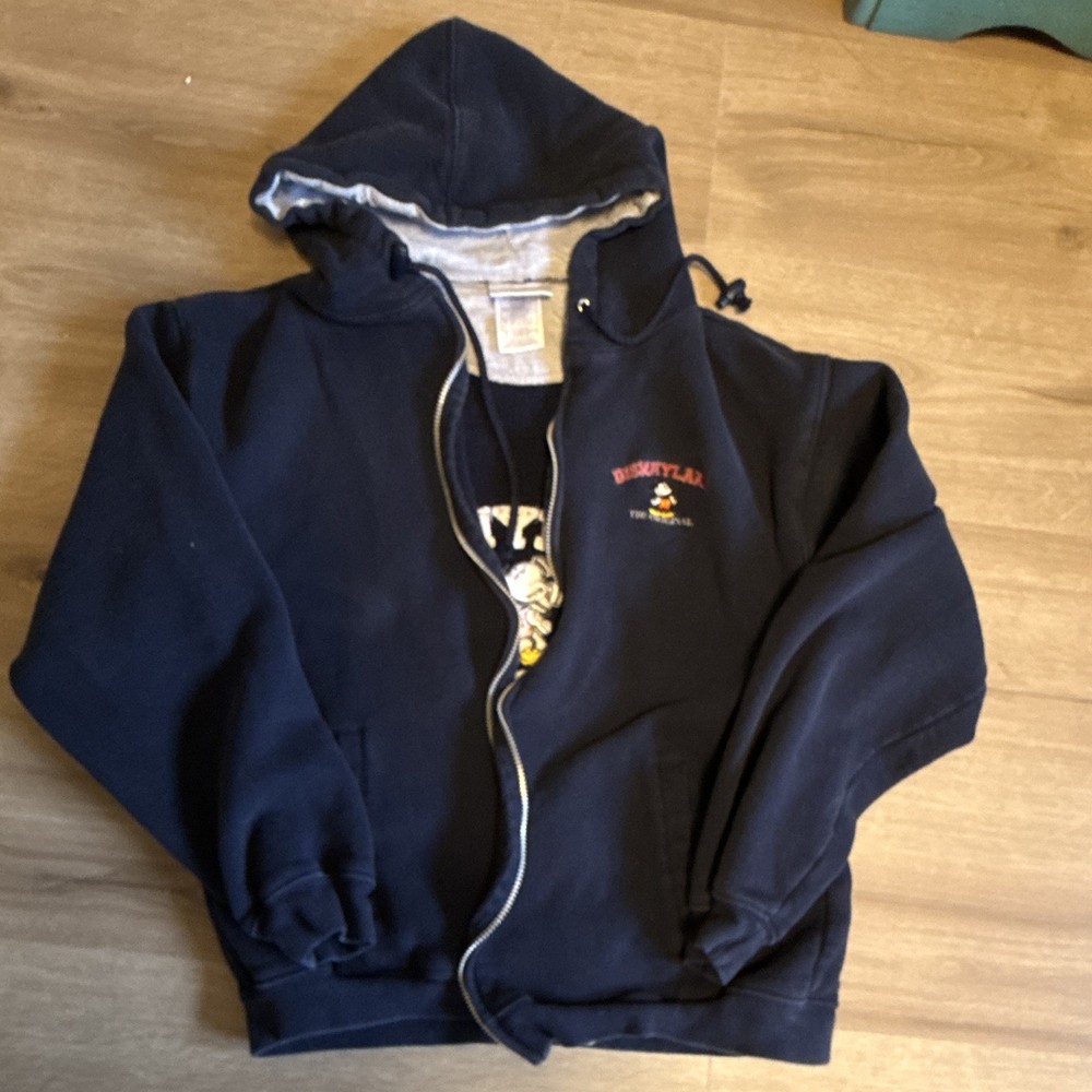Disneyland Resort Blue Full Zip Hoodie Mickey Mouse Embroidered Fleece S