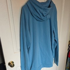 adidas Mens Light Blue Hoodie with White Accents, Large
