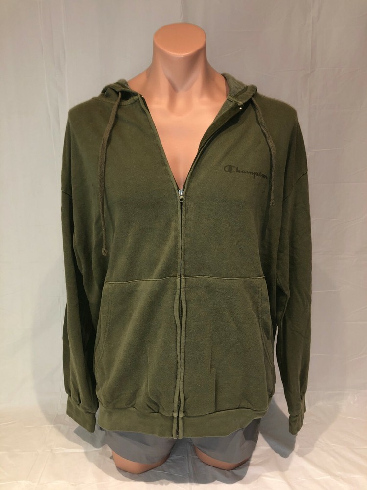 Champion Full Zip Hooded Sweatshirt Jacket Hoodie Army Green Men’s Size XL