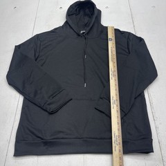 AGH Solid Black Basic Long Sleeve Pulllover Hoodie Unisex Adults Size Large