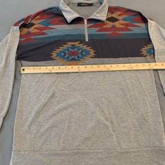 TECREW Sweatshirt Mens Large Gray 1/4 Zip Aztec Southwestern Kangaroo Pocket