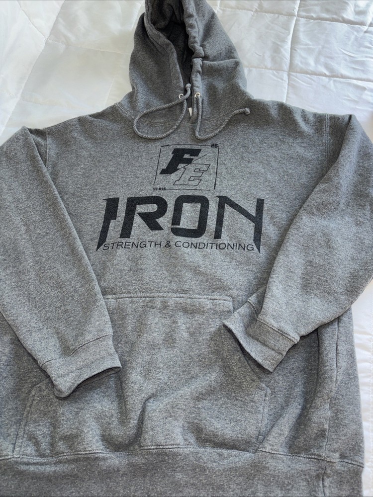 Iron Strength & Conditioning Hoodie Gray Unweak Yourself Gym Pullover L