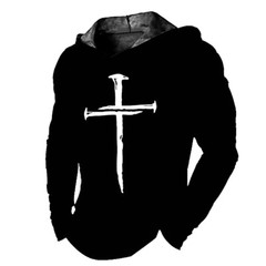 Men’s Cross of Faith T-Shirt Hoodie Novelty Fashion Graphic Sweatshirt Sportswea